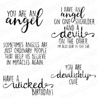 Stamping Bella Cling Stamps - Angel Devil Sentiment Set